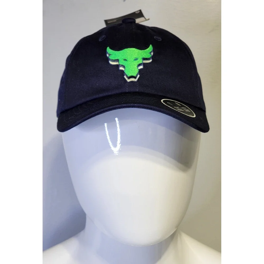 Under Armour‎  Project Rock Unisex Youth Cap Navy Blue Green Adjustable 1369814